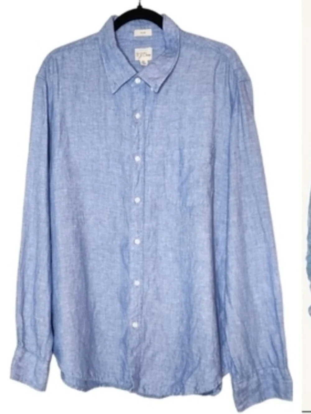 100% Linen J. Crew‎ Baird McNutt Blue Long Sleeve Button Shirt Men's Size XL
